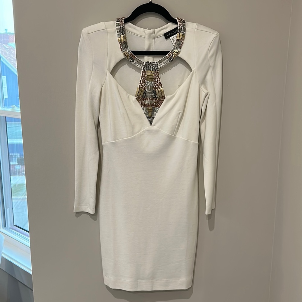 Venus size 6 brand new never worn Ivory Beaded Cutout Dress